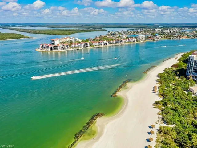 Bird's eye view featuring a beach view and a water view