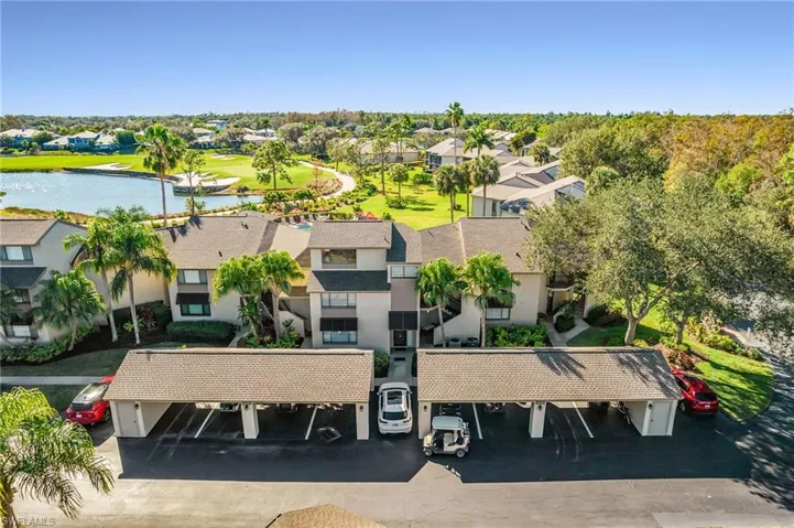 Aerial view of these condos overlooking the #13 hole of the Loch Ness golf course.