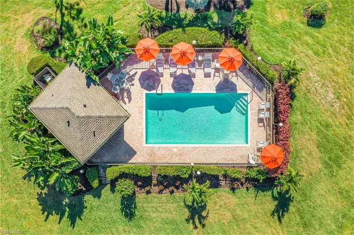 Aerial view of the community pool for The Highlands.