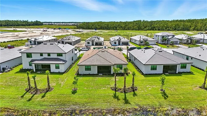 Aerial perspective of suburban area