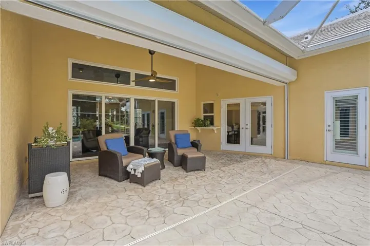Plenty of covered lanai space.  Hurricane shutters protect furnishings when rainy weather approaches.