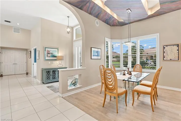 View of dining room and entry foyer.