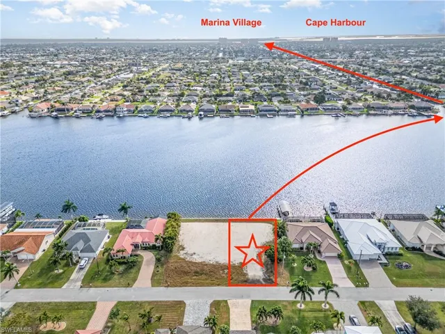 Aerial view of lot showing boating access