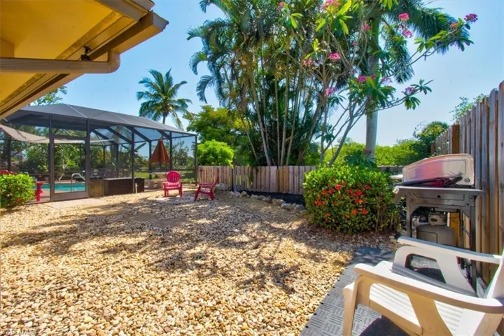 Stone for easy care this is the perfect place for a barbecue & evening by the fire pit