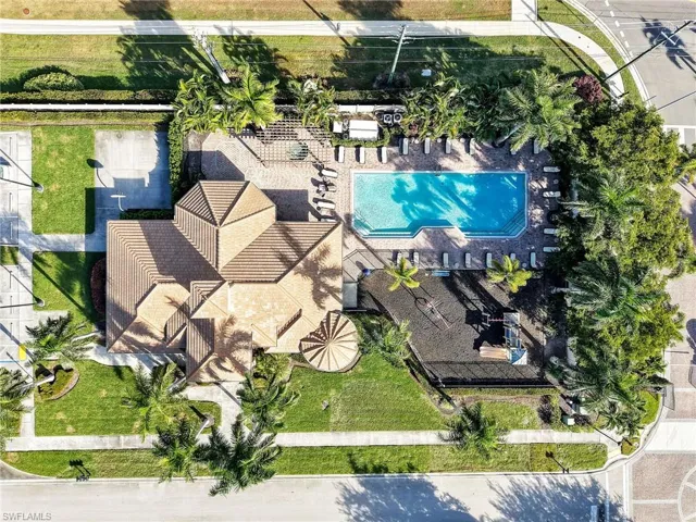 Aerial view of a pool area