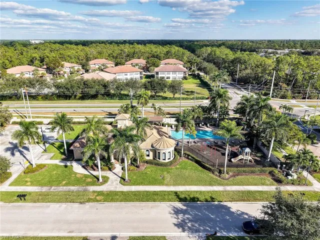 Aerial view of a pool area