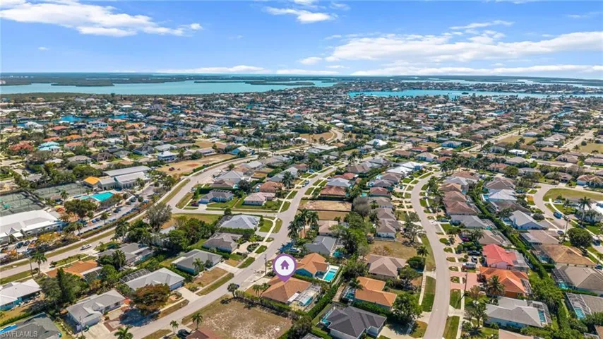 Aerial perspective of suburban area