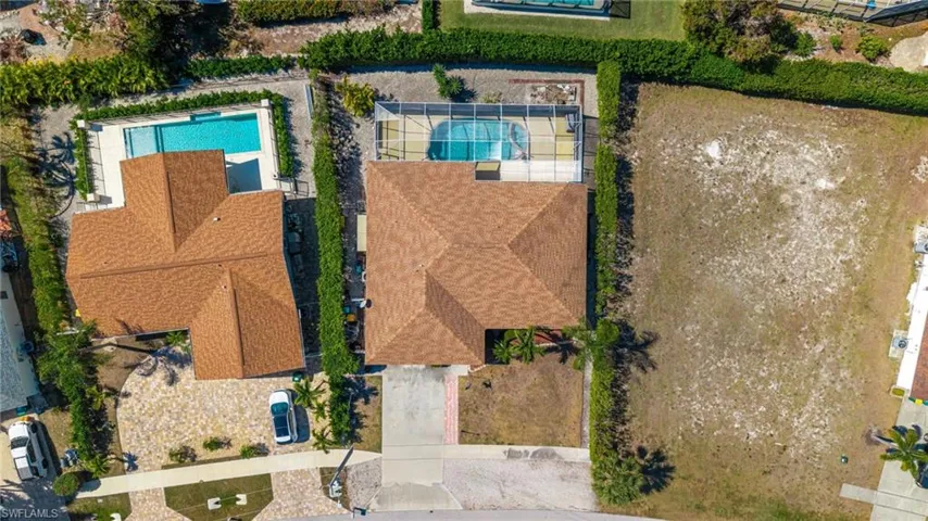 Drone / aerial view of a pool area