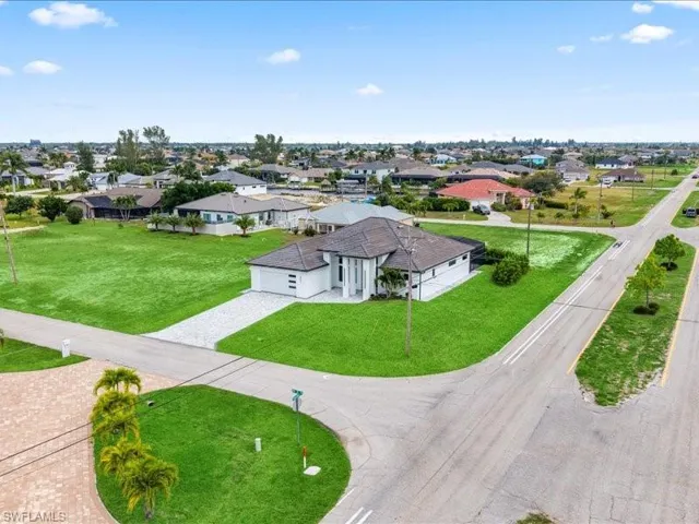 Aerial perspective of suburban area