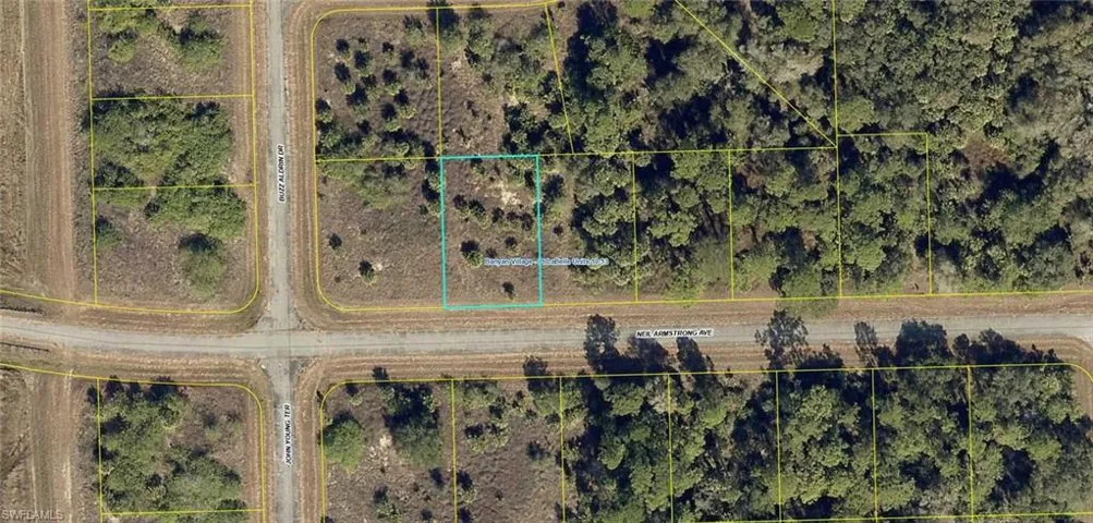 Aerial view of property's location with property boundaries highlighted