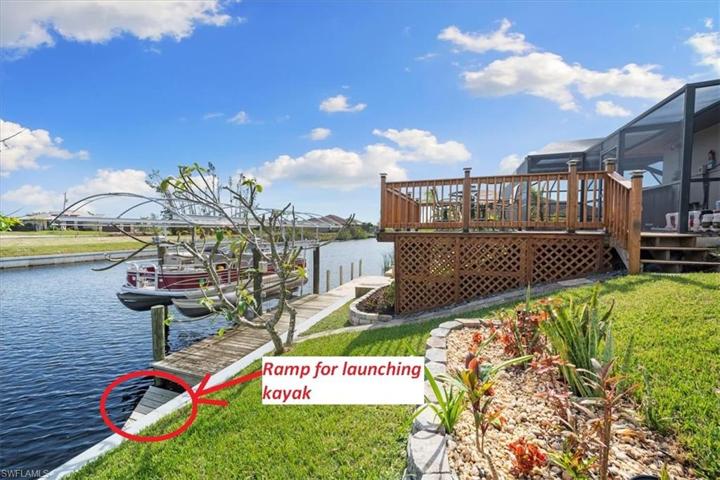 Note the ramp on side of dock for easy launching of kayak