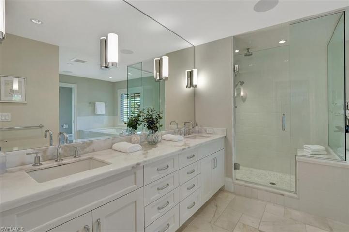 Master Bath With Dual Sinks and Glass Walk-In Shower
