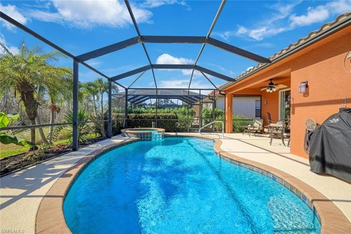 This beautiful outdoor area even boasts a spa! Relax with a glass of wine under the stars on a cool Florida evening.