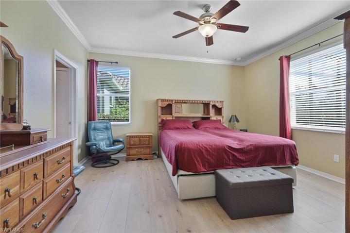 Large primary bedroom suite tucked privately away on the preserve side of the home.