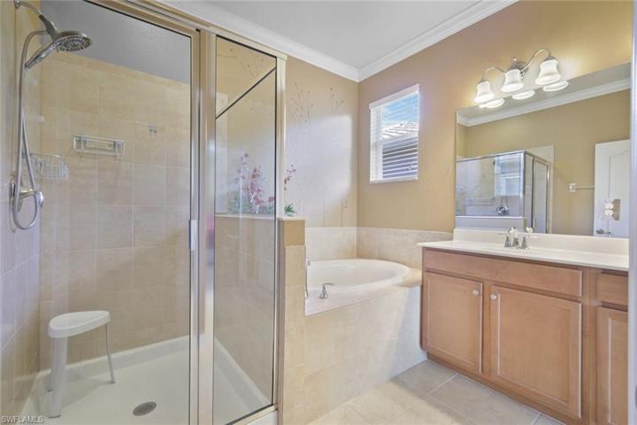Large ensuite bathroom with soaking tub and walk in shower!