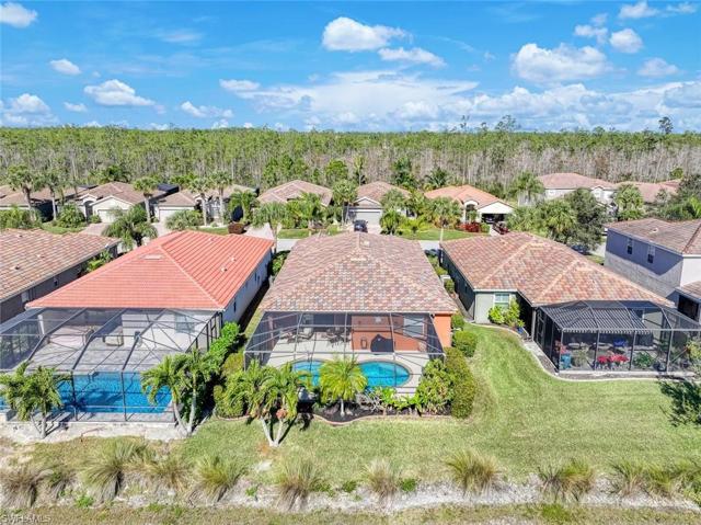 Aerial view of the back of the home.