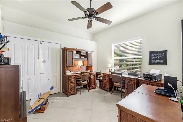 3rd Bedroom/Office Tiled and ceiling fan
