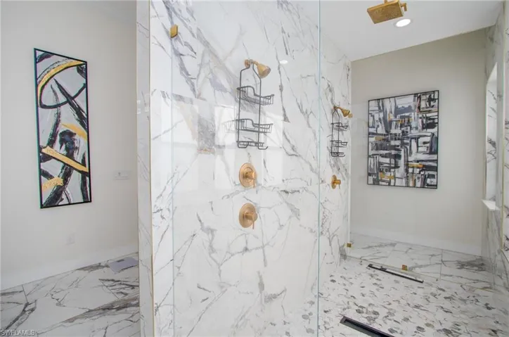 Bathroom with a tile shower