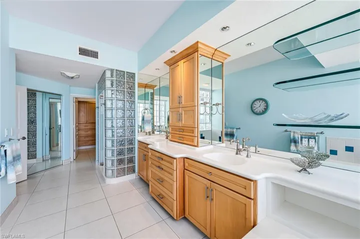 Shower, dual sinks