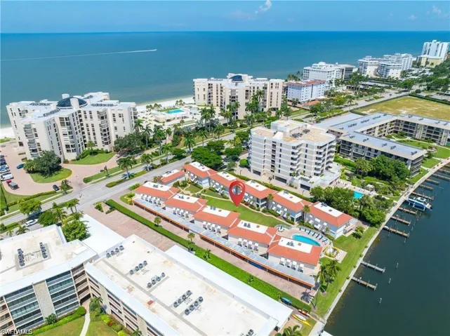 View of urban area featuring a nearby body of water