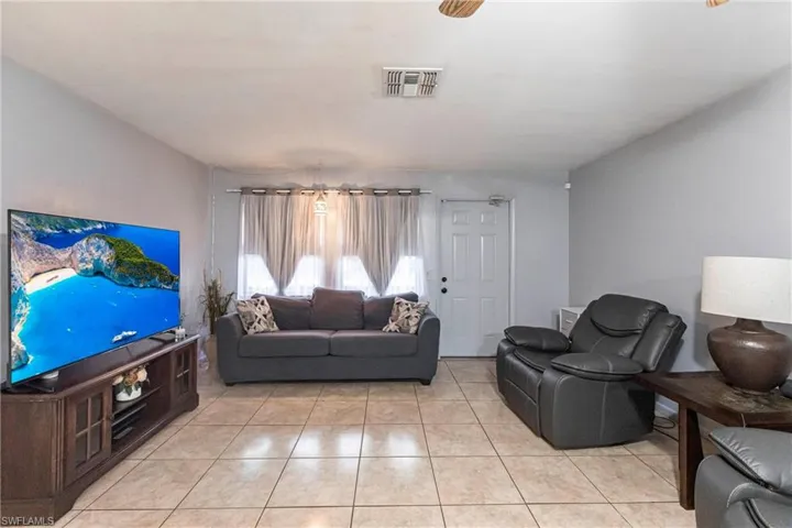 View of tiled living room
