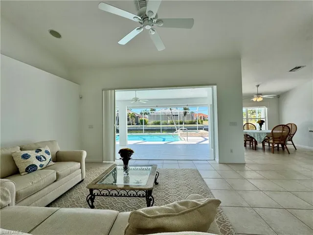 Living room pool view