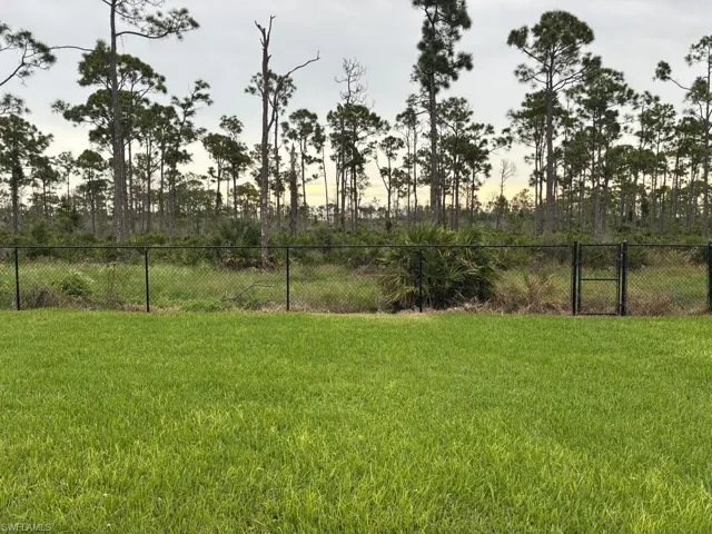 View of yard, park with walking path.