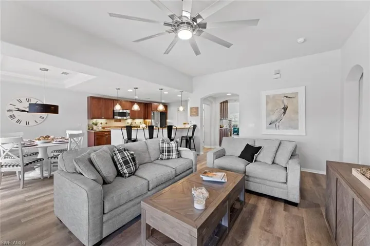 Family room looking towards kitchen