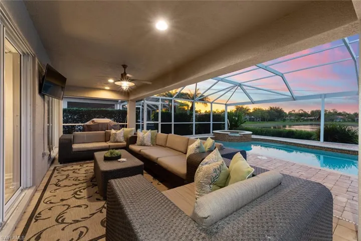 Enjoying the sunset from covered lanai