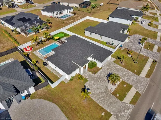 Aerial view of residential area