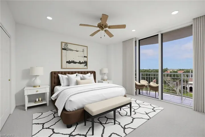 Spare bedroom- virtually staged- lanai overlooking golf course, Cape Coral bridge, and lights of downtown