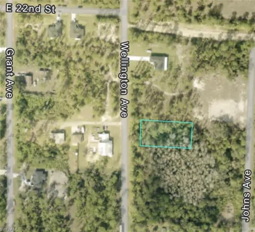 Aerial Map. Displaying the property's boundaries and surrounding street grid