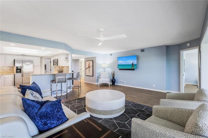 Expansive living area is perfect for friends and family to gather.