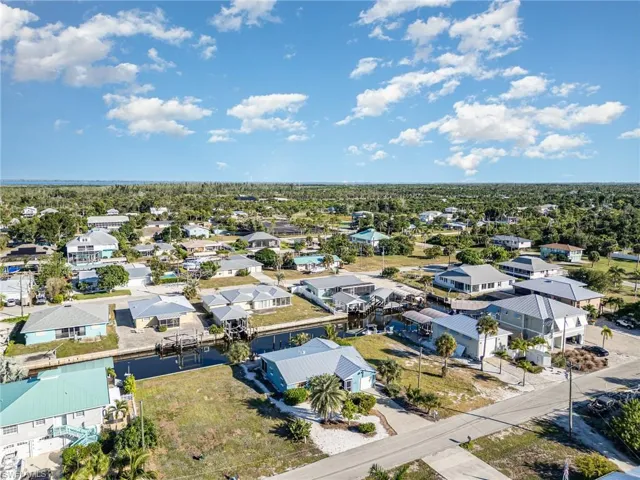 Aerial perspective of suburban area