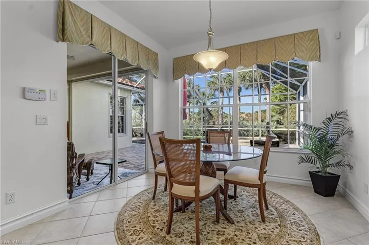 View of tiled dining area