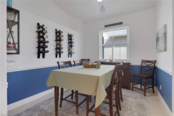 Dining space with table seating (6) and a hutch still has plenty of room to move around comfortably.