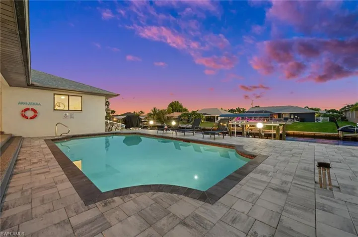 Twilight evening by the pool