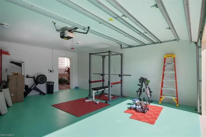 View of fully renovated 2 car garage with A/C
