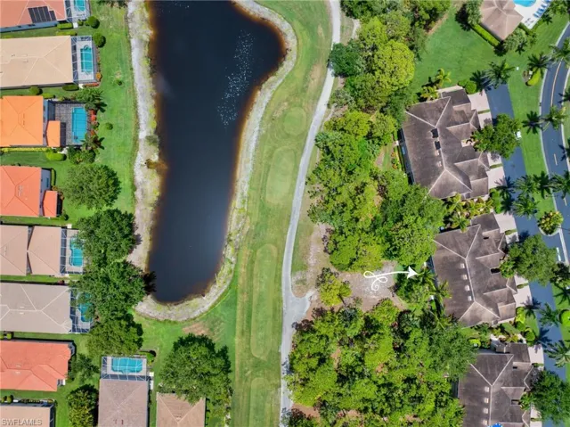 Overhead view highlights this home's prime location within a private, low-traffic cul-de-sac.