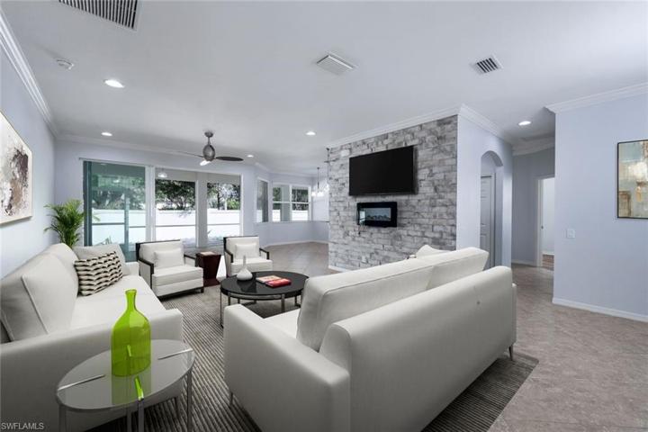 Digitally staged living room