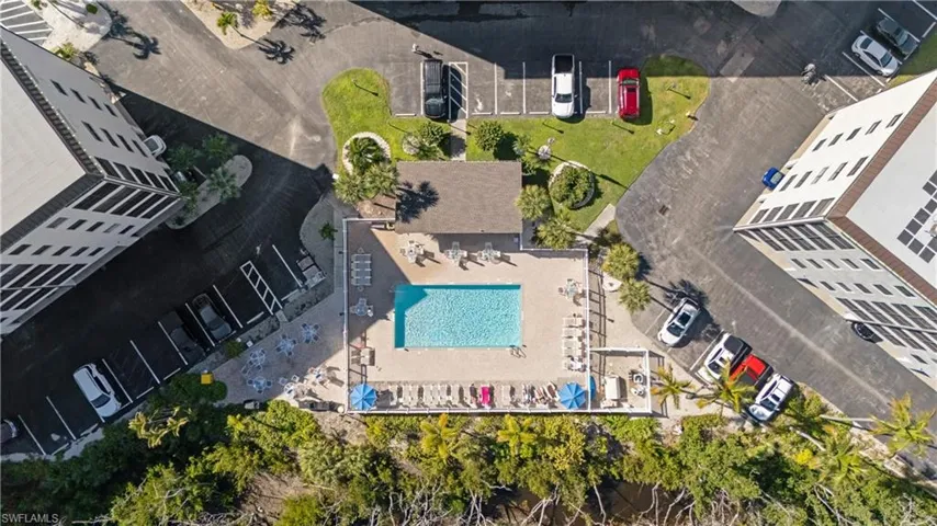 Aerial view of a pool area