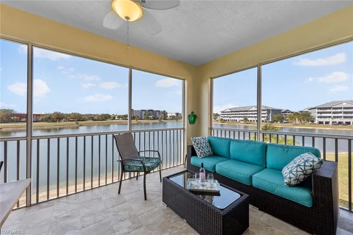 Screened Lanai featuring a water view