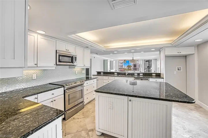 Kitchen with large island and pantry