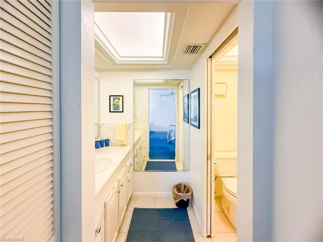 View of tiled dining room