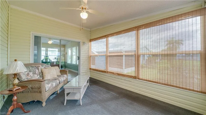 The sunroom offers privacy and adds even more space to the home's living area.