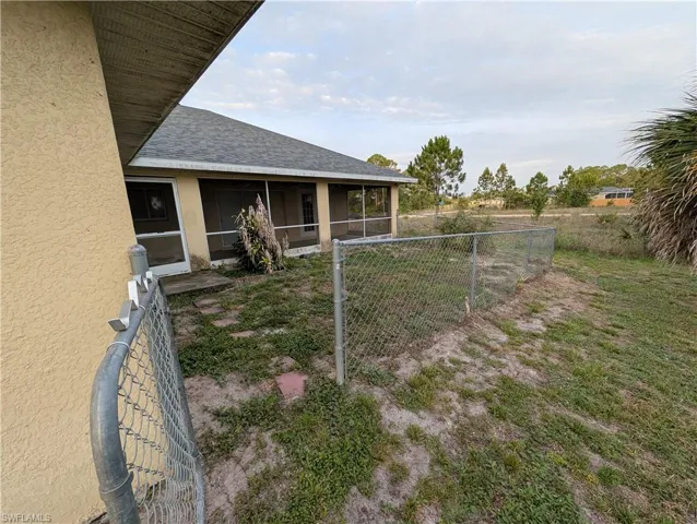 Fenced area of backyard