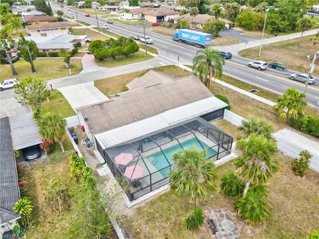 Aerial view of a pool area