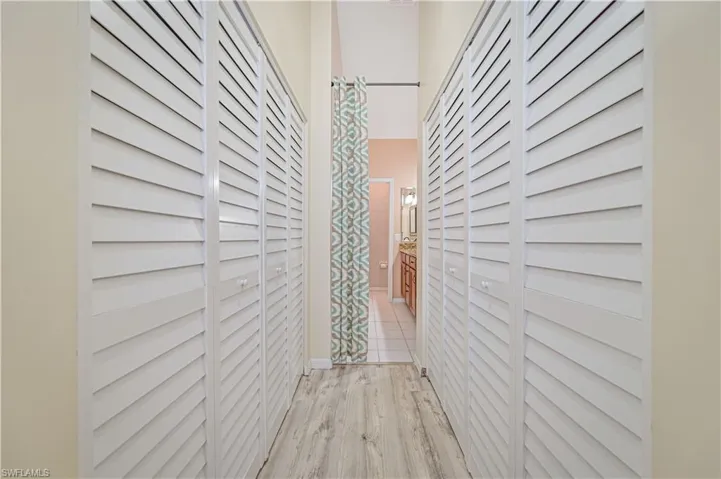 Hall with light wood-type flooring
