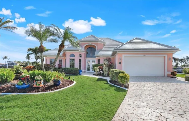 Front of house with lush landscaping