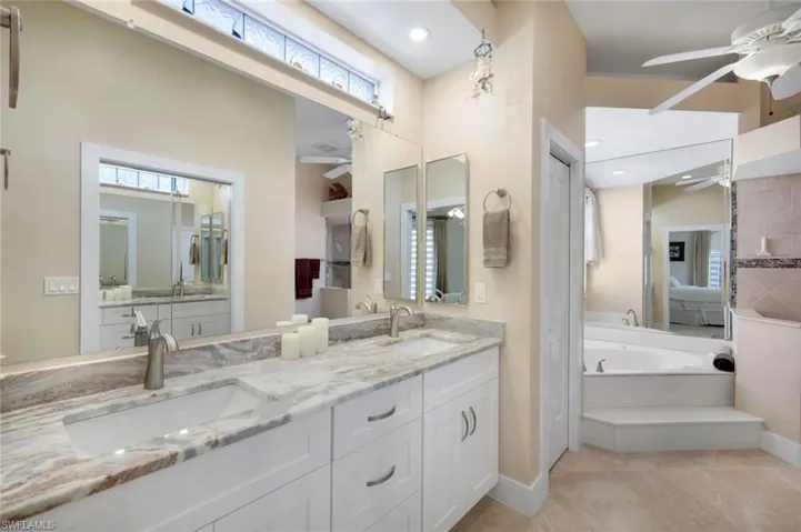Primary bathroom with dual sinks